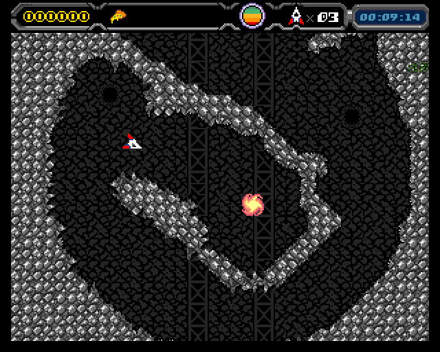 Space Pizza ship flying near a glowing fireball